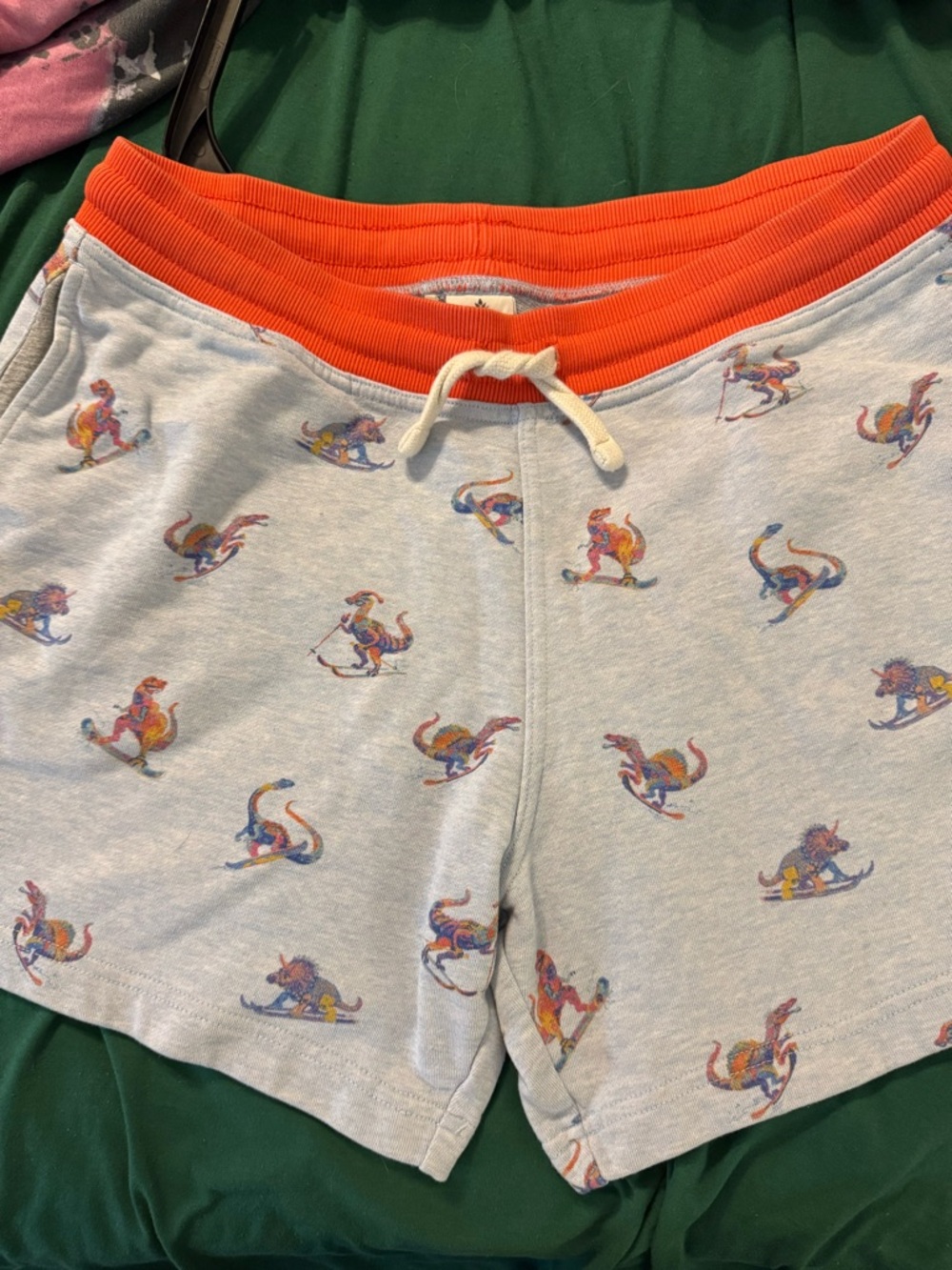 chubbies Orange Ribbed Waistband Lounge Top with Light Blue Interior medium
